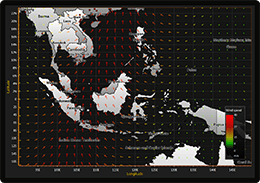 Wind data over map chart example for WPF and WinForms